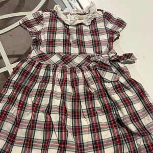 Plaid Kids Dress with Ruffle Collar
